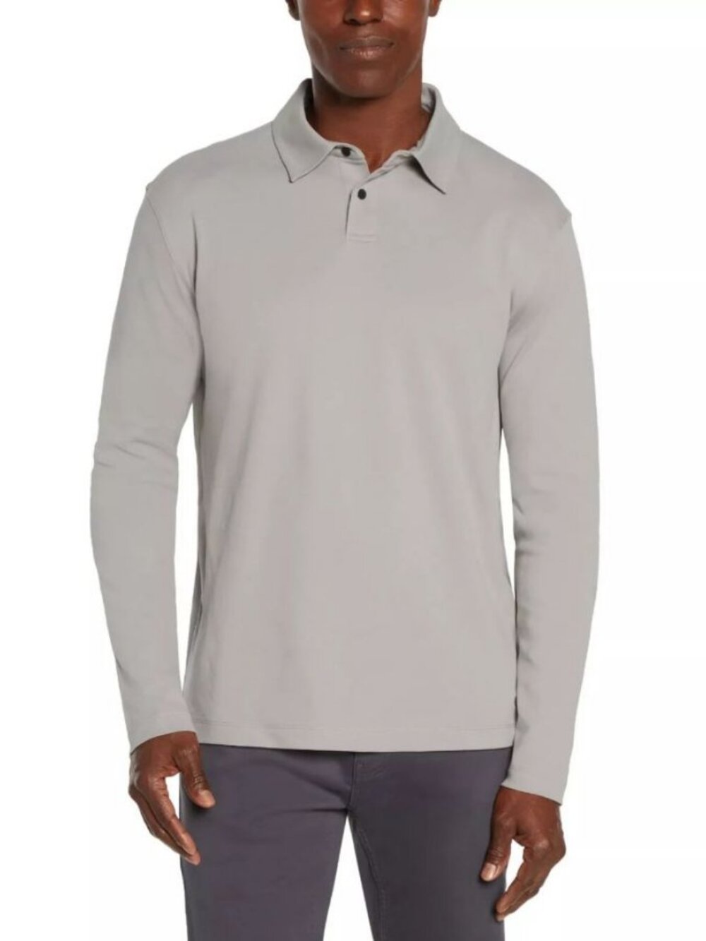 Banana Republic Slim Polo Shirt Gray Small Men's Long Sleeve
